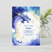 Watercolor Dragon Birthday Einladung (Stehend Vorderseite)