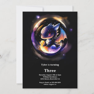 Watercolor Dragon Birthday Einladung