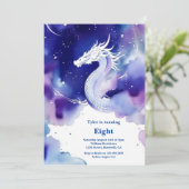 Watercolor Dragon Birthday Einladung (Stehend Vorderseite)