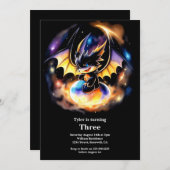 Watercolor Dragon Birthday Einladung (Vorne/Hinten)