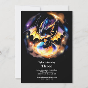 Watercolor Dragon Birthday Einladung