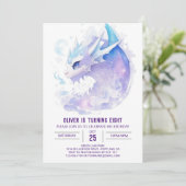 Watercolor Dragon Birthday Einladung (Stehend Vorderseite)