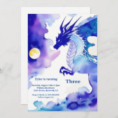 Watercolor Dragon Birthday Einladung (Vorne/Hinten)