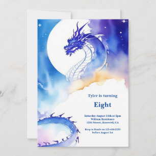 Watercolor Dragon Birthday Einladung
