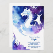 Watercolor Dragon Birthday Einladung (Vorne/Hinten)