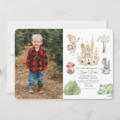 Watercolor Dragon Castle Boy Birthday Einladung (Vorderseite)