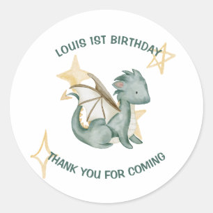 Watercolor Dragon dankt Ihnen für Ihren Geburtstag Runder Aufkleber