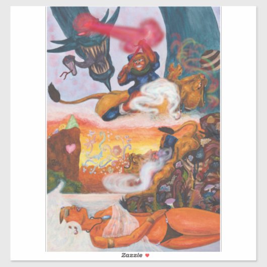 Watercolor Dragon Fantasy Eros Ristorante da Valen Aufkleber (Blatt)