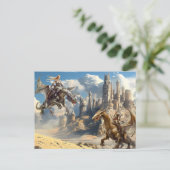 Watercolor Dragon Riders Fantasy Postkarte (Stehend Vorderseite)