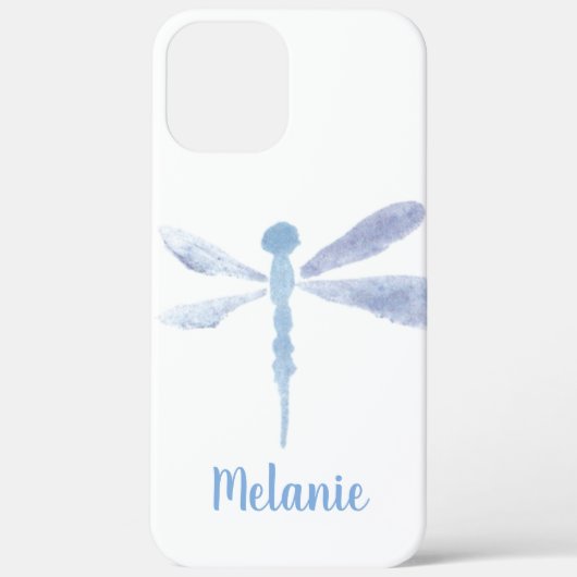 Watercolor Dragonfly Blau Lila Mit Monogramm Case-Mate iPhone Hülle (Rückseite)