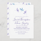 Watercolor Dragonfly Elegantes Skript Hochzeit Einladung (Vorne/Hinten)