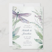 Watercolor Dragonfly | Grüne auf einer Hochzeit Einladung (Vorderseite)