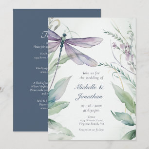 Watercolor Dragonfly   Grüne auf einer Hochzeit Einladung