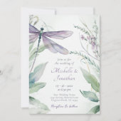 Watercolor Dragonfly | Grüne auf einer Hochzeit Einladung (Vorderseite)