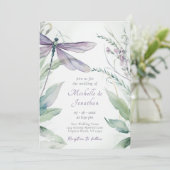 Watercolor Dragonfly | Grüne auf einer Hochzeit Einladung (Stehend Vorderseite)