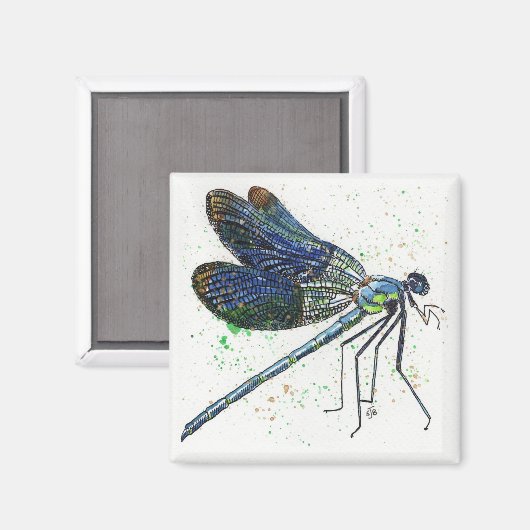 Watercolor Dragonfly Magnet (Vorderseite/Rückseite)