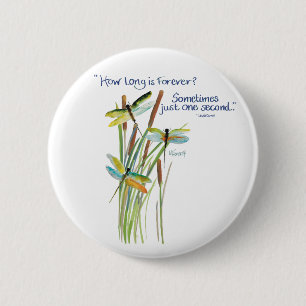Watercolor Dragonfly mit Lewis Carroll Zitat Button