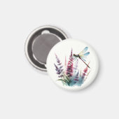 Watercolor Dragonfly Purple Wildflower Nature Art Magnet (Vorderseite/Rückseite)