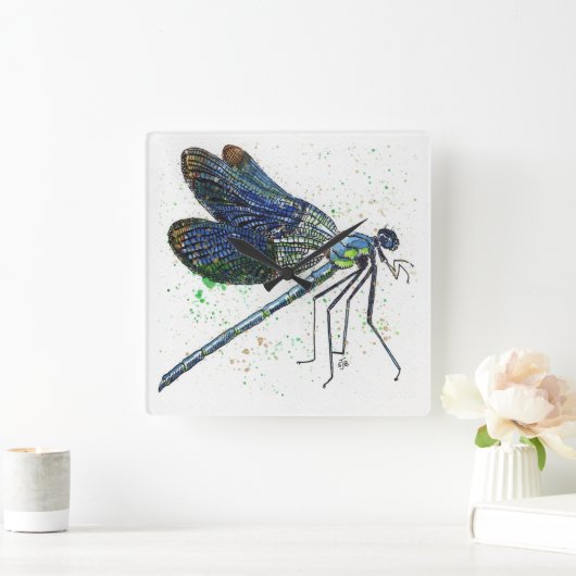 Watercolor Dragonfly Uhr (Zuhause)
