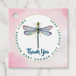 Watercolor DRAGONFLY Vielen Dank Baby Dusche PinkB Geschenkanhänger