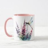 Watercolor Dragonfly Wildflower Pink Aesthetic Tasse (Links)