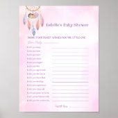 Watercolor Dreamcatcher Baby Dusche Wünsche Poster (Vorne)