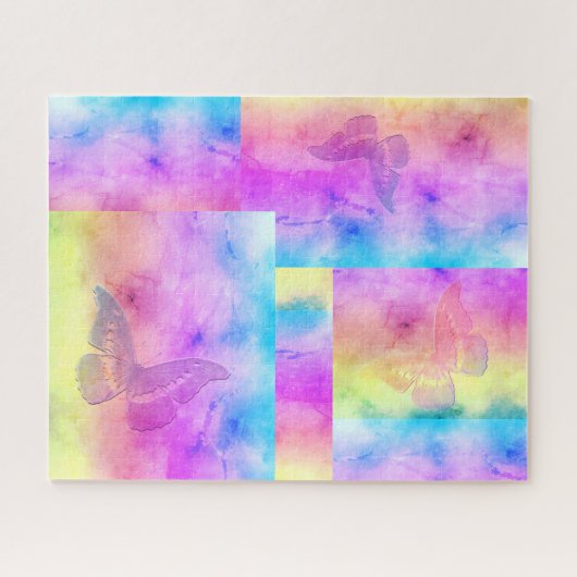 [Watercolor Dreams] Pastel Color Mosaic Butterfly Puzzle (Horizontal)