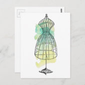 Watercolor Dress Form Postkarte (Vorne/Hinten)