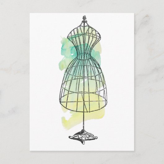 Watercolor Dress Form Postkarte (Vorderseite)