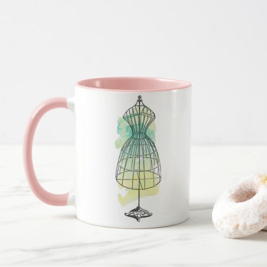 Watercolor Dress Form Tasse (Mit Donut)