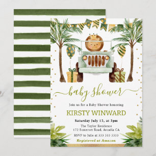 Watercolor-Dschungel-Löwe-Baby-Party Einladung