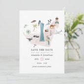 Watercolor Dubai UAE Hochzeit in Urlaubsort Save The Date (Stehend Vorderseite)