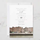Watercolor Dublin Ireland Skyline River Wedding Einladung (Vorderseite)