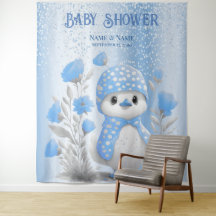 Watercolor Duck Blue Floral Background