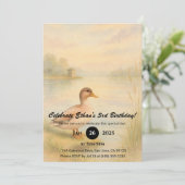 Watercolor Duck by the Lakeside at Sunset Birthday Einladung (Stehend Vorderseite)