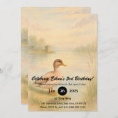 Watercolor Duck by the Lakeside at Sunset Birthday Einladung (Vorne/Hinten)