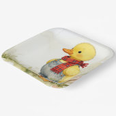 Watercolor Duck In Overalls and Scarf Pappteller (Gewinkelt)
