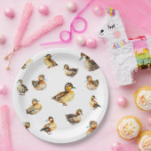 Watercolor Duck Patterned Paper Plate Pappteller (Party)