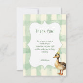Watercolor Duck with Teal Birthday Party  Dankeskarte (Vorderseite)