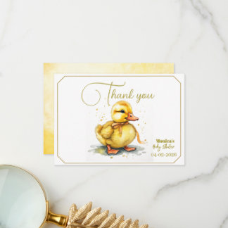 Watercolor Duckling Splash Gender Neutral  Dankeskarte