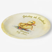 Watercolor Duckling Splash Gender Neutral Pappteller (Schrägansicht)