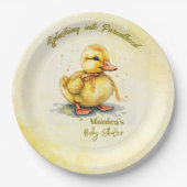 Watercolor Duckling Splash Gender Neutral Pappteller (Vorderseite)
