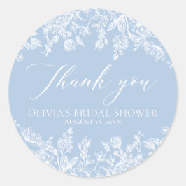 Watercolor Dusty Blue Brautparty Danke Runder Aufkleber