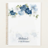 Watercolor Dusty Blue Floral 2026 Planer (Vorderseite)