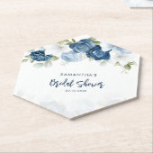 Watercolor Dusty Blue Floral Bridal Shower Untersetzer (angewinkelt)