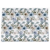 Watercolor Dusty Blue Floral Wedding  Große Geschenktüte (Vorderseite)