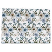 Watercolor Dusty Blue Floral Wedding Große Geschenktüte (Rückseite)