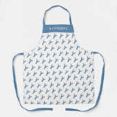 Watercolor Dusty Blue Lobster Pattern with Name Schürze (Vorderseite)