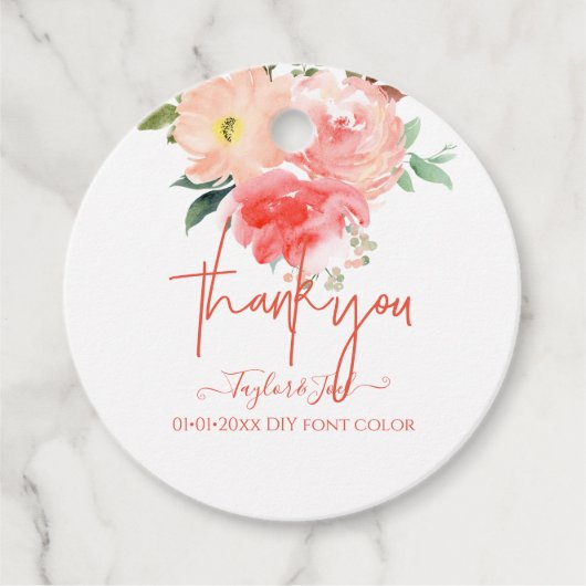 Watercolor Dusty Blue Rose Danke, Script Geschenkanhänger (Vorderseite)