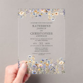 Watercolor Dusty Blue Wildflower Elegant Wedding Acryleinladungen (Insitu (Handheld))